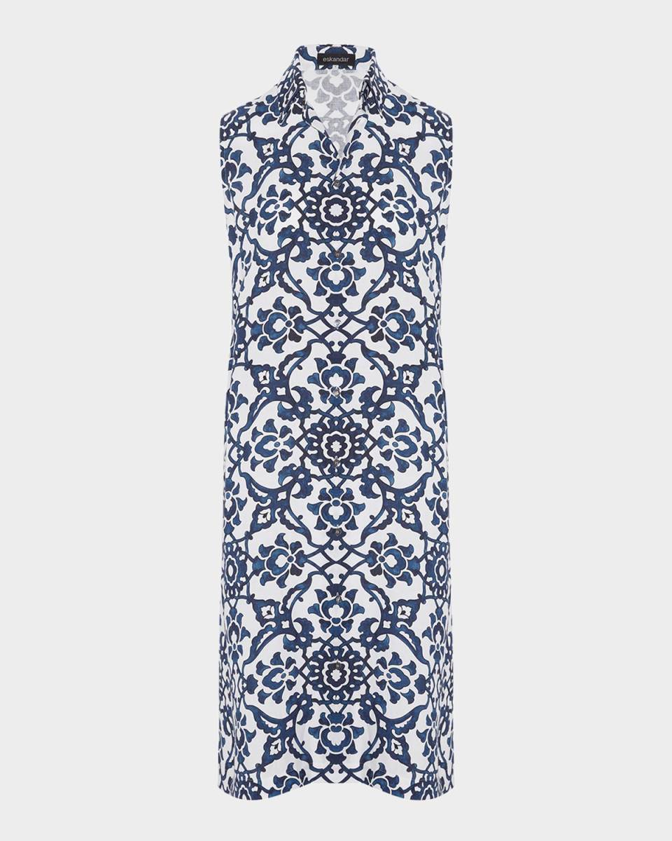 Slim A-Line Sleeveless Shirt Dress With Collar